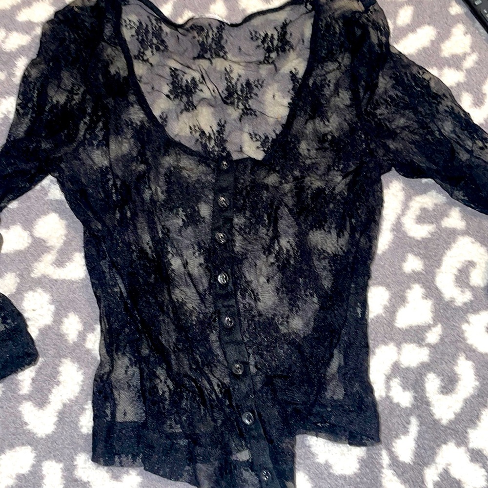 Free People intimately. Sheer floral cardigan.